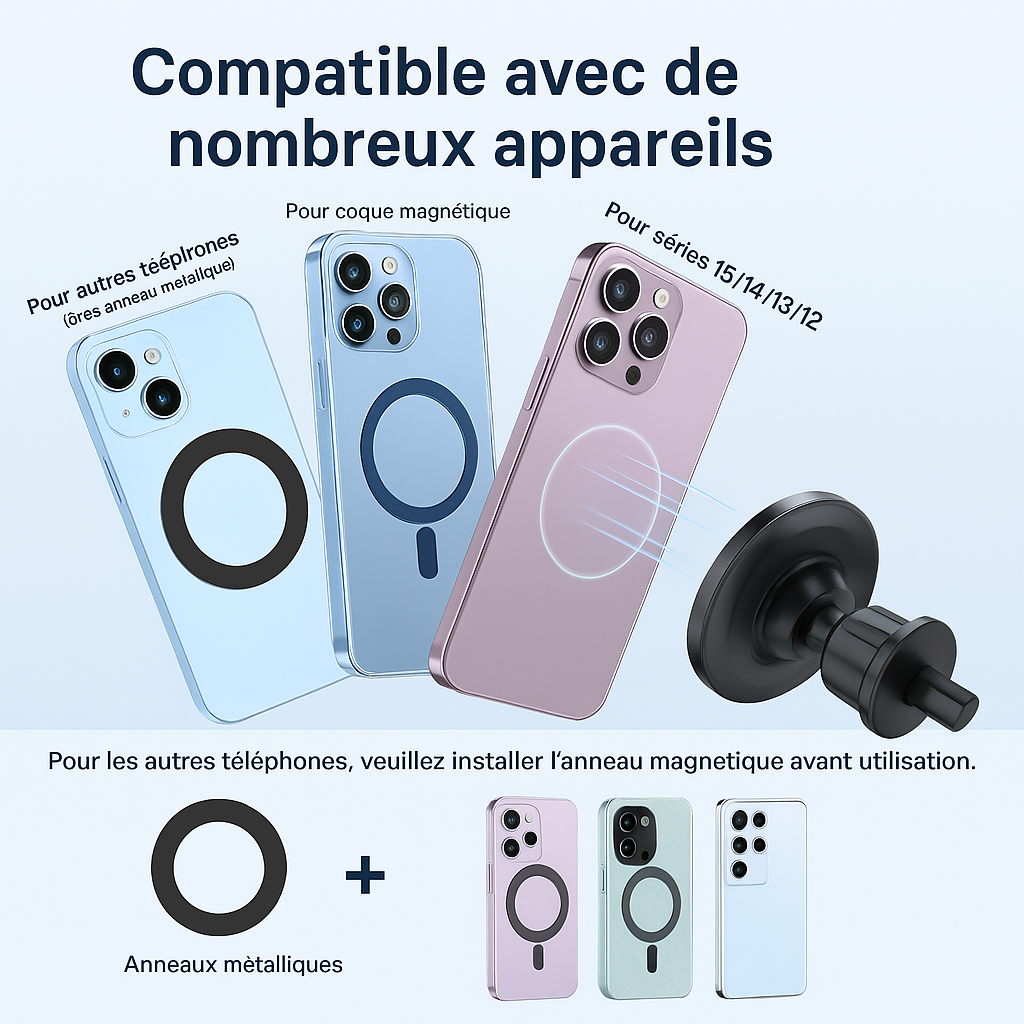 TOPK for Magsafe Car Phone Holder,Powerful Magnetism Premium Quality Single-Hand Operation Metal Hook Magnetic Car Phone Mount