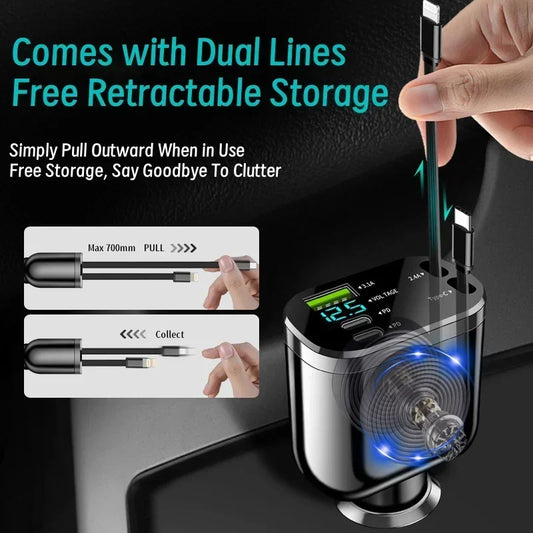 Chargeur de  téléphone allume cigare cinq-en-un à ultra-charge rapide